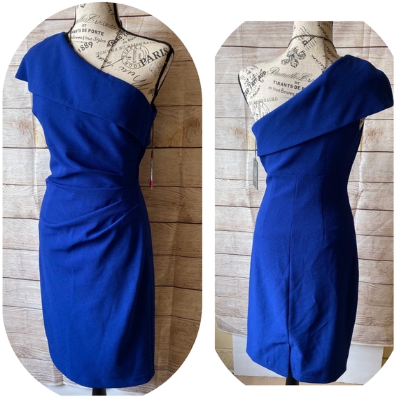 vince camuto one shoulder sheath dress